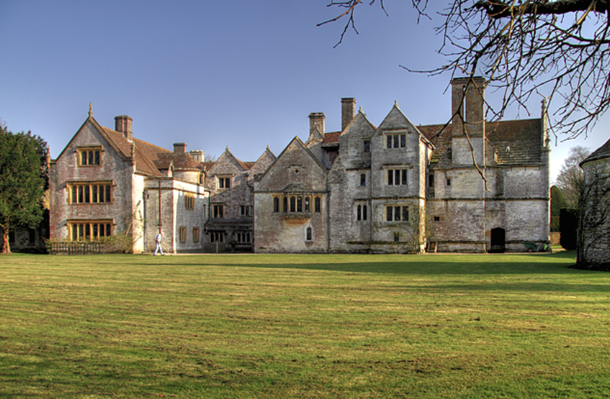 Athelhampton House — wide lawn view